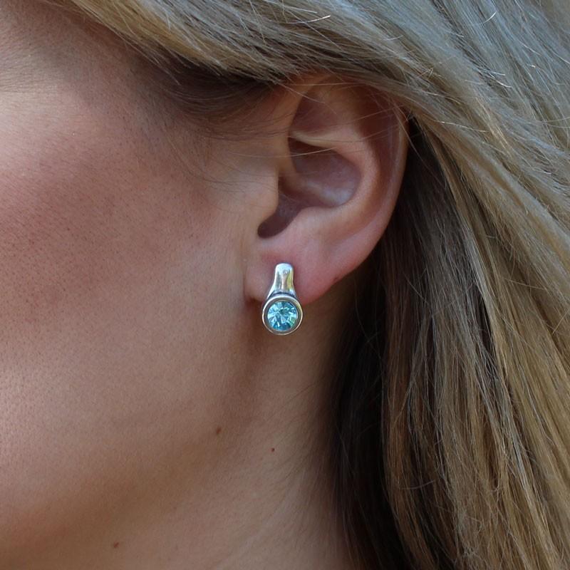Swarovski Kristall Ohrstecker Silber - Blue Shine Ohrstecker KOOMPLIMENTS