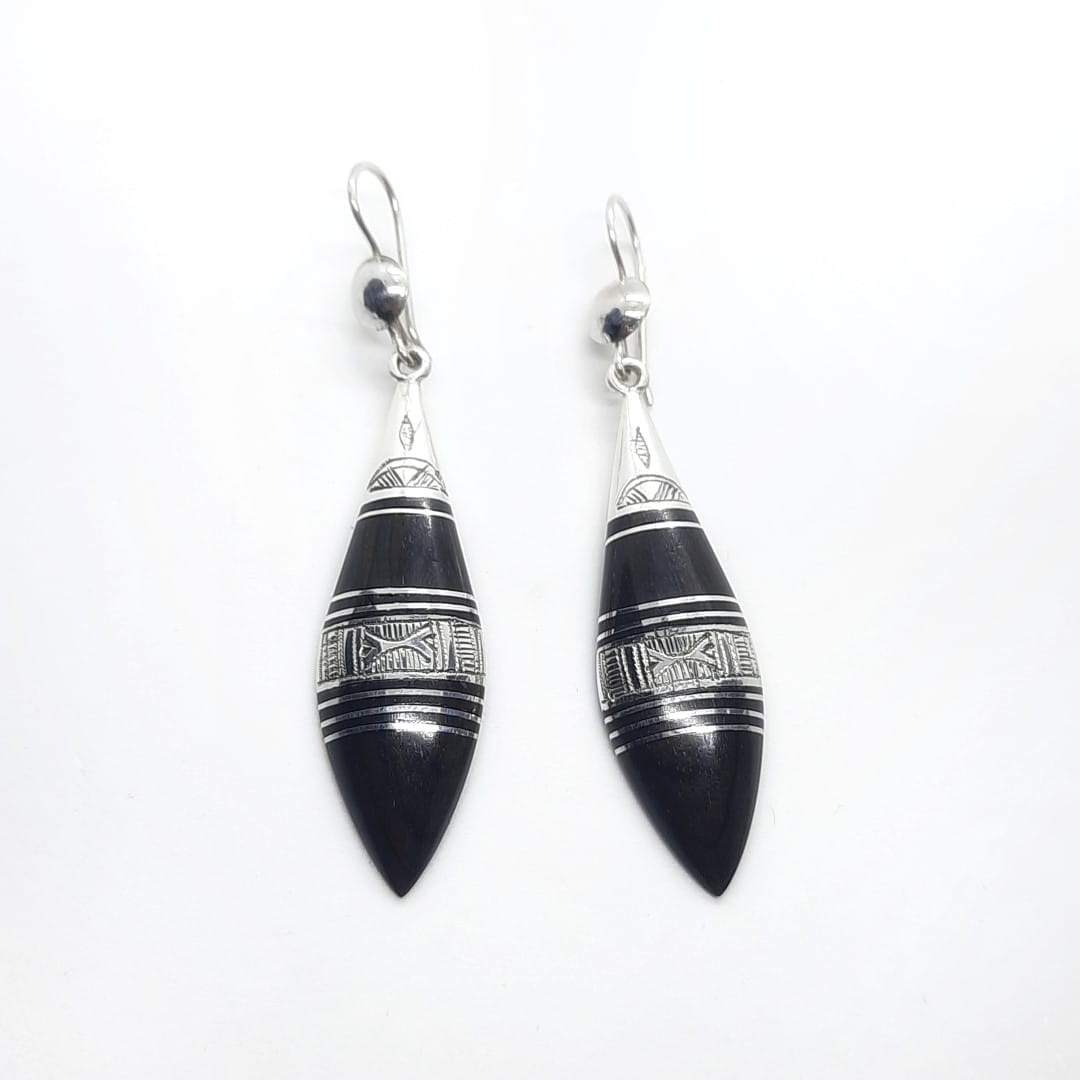 Tuareg Pendel Ohrringe aus Silber und Ebenholz Ohrringe KOOMPLIMENTS