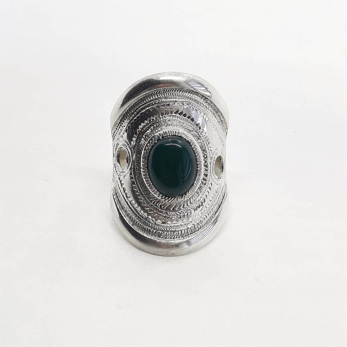 Tuareg Silberring massiv - Pierre Verte Ringe KOOMPLIMENTS
