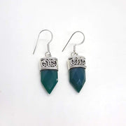 Vintage Silber Ohrringe mit grünem Stein - Green Onyx Ohrringe KOOMPLIMENTS