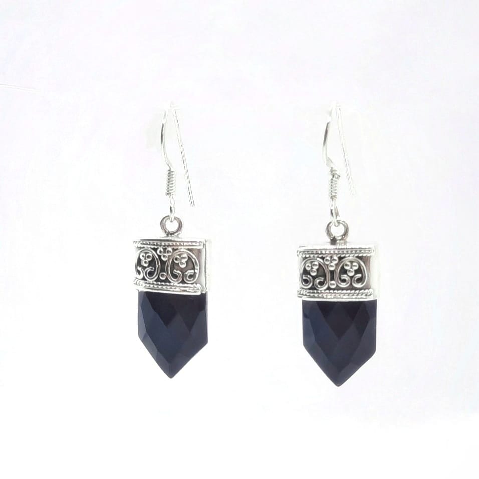 Vintage Silber Ohrringe mit schwarzem Stein - Onyx Ohrringe KOOMPLIMENTS
