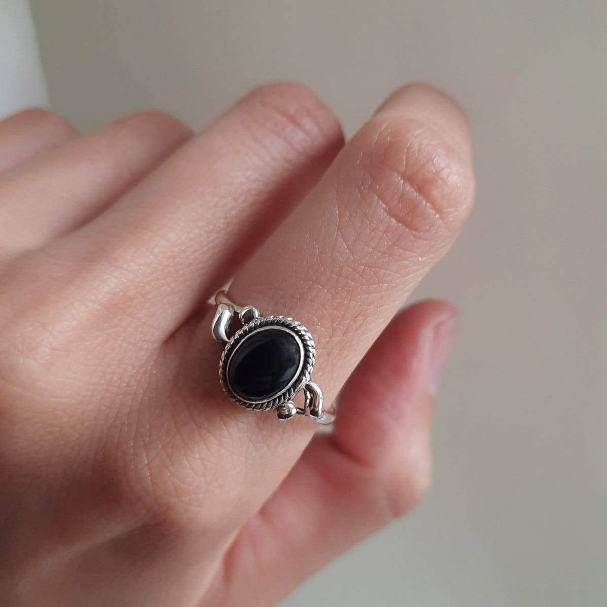 Vintage Silberring mit schwarzem Onyx Ringe KOOMPLIMENTS
