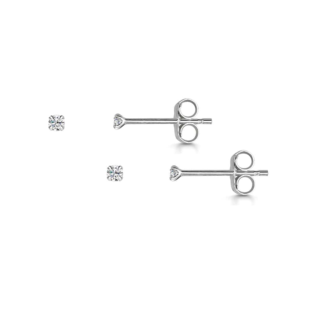 Zirkonia Ohrstecker Silber 925 kleine Runde - Verschiedene Größen Ohrstecker KOOMPLIMENTS