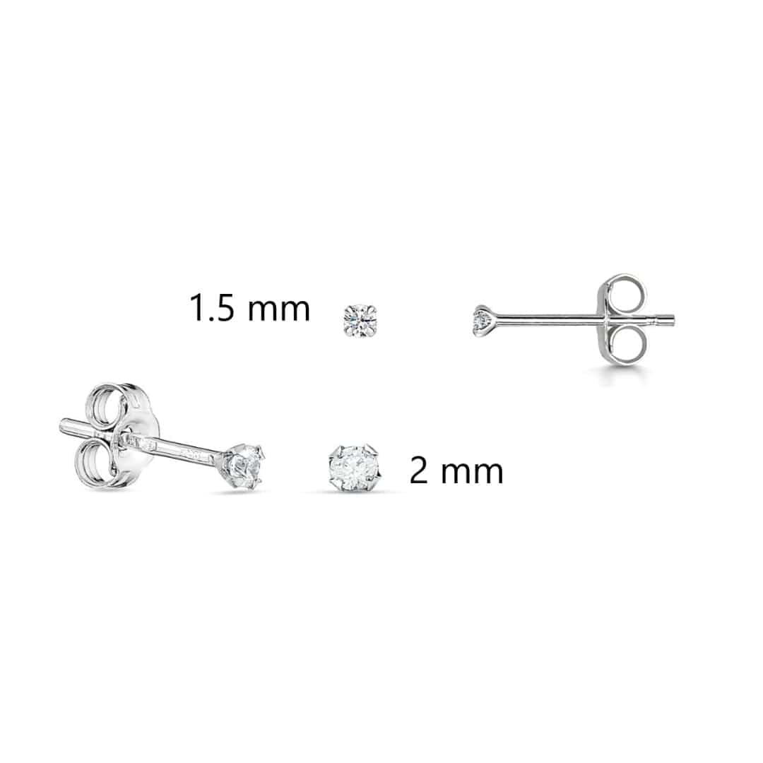 Zirkonia Ohrstecker Silber 925 kleine Runde - Verschiedene Größen Ohrstecker KOOMPLIMENTS